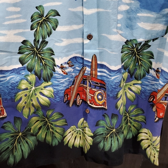 Hawaiian Shirt with Woody and Surfers 🏄‍♀️   🏄‍♂️ 🌊  Hang Ten Aloha Size M - Picture 6 of 9
